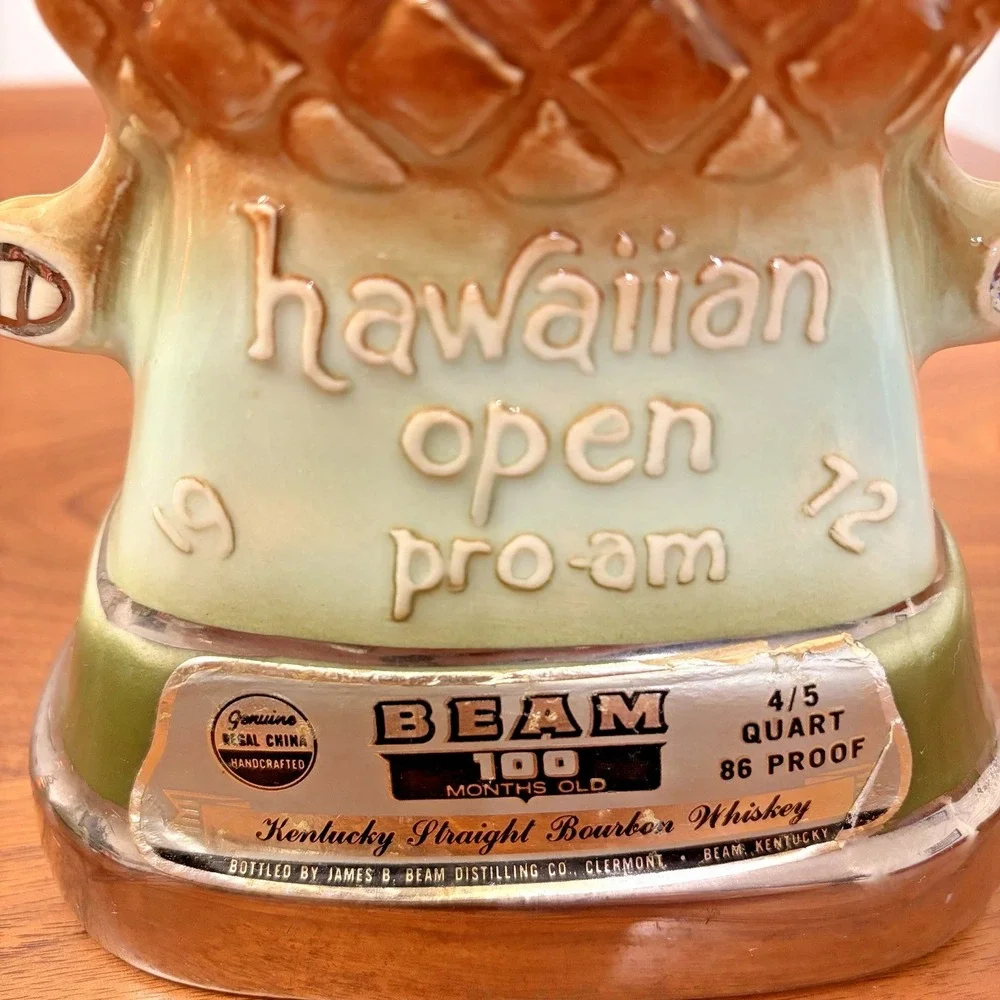Vintage 1972 Jim Beam Hawaiian Open Pro-Am United Air Lines Decanter EMPTY